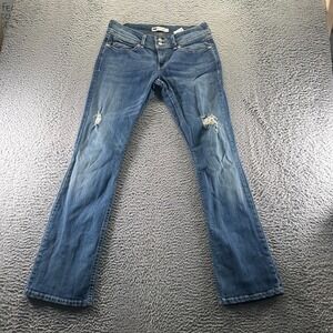 Levis 524 Too Superlow Jean Juniors 9 Blue Cotton Denim Distressed Bootcut Faded